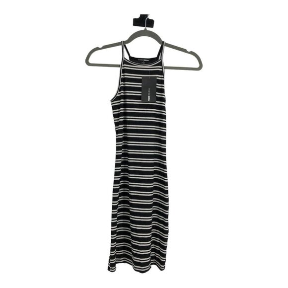 NWT Fashion Nova Black/White High Neck Janessa Striped Tank Bodycon Dress S - Picture 2 of 15